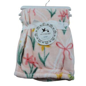 Adirondack Baby Flower Fleece Blanket Infant Girls Peach Pink Bee Bow Floral NWT